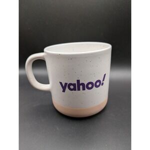 Yahoo Ceramic Speckled Mug Purple Logo Coffee Tea Cup